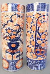 TWO IMARI PORCELAIN UMBRELLA S