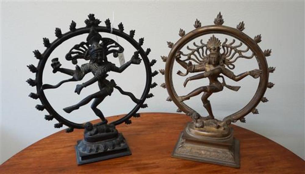 TWO INDIAN BRONZE DANCING SHIVA, H: