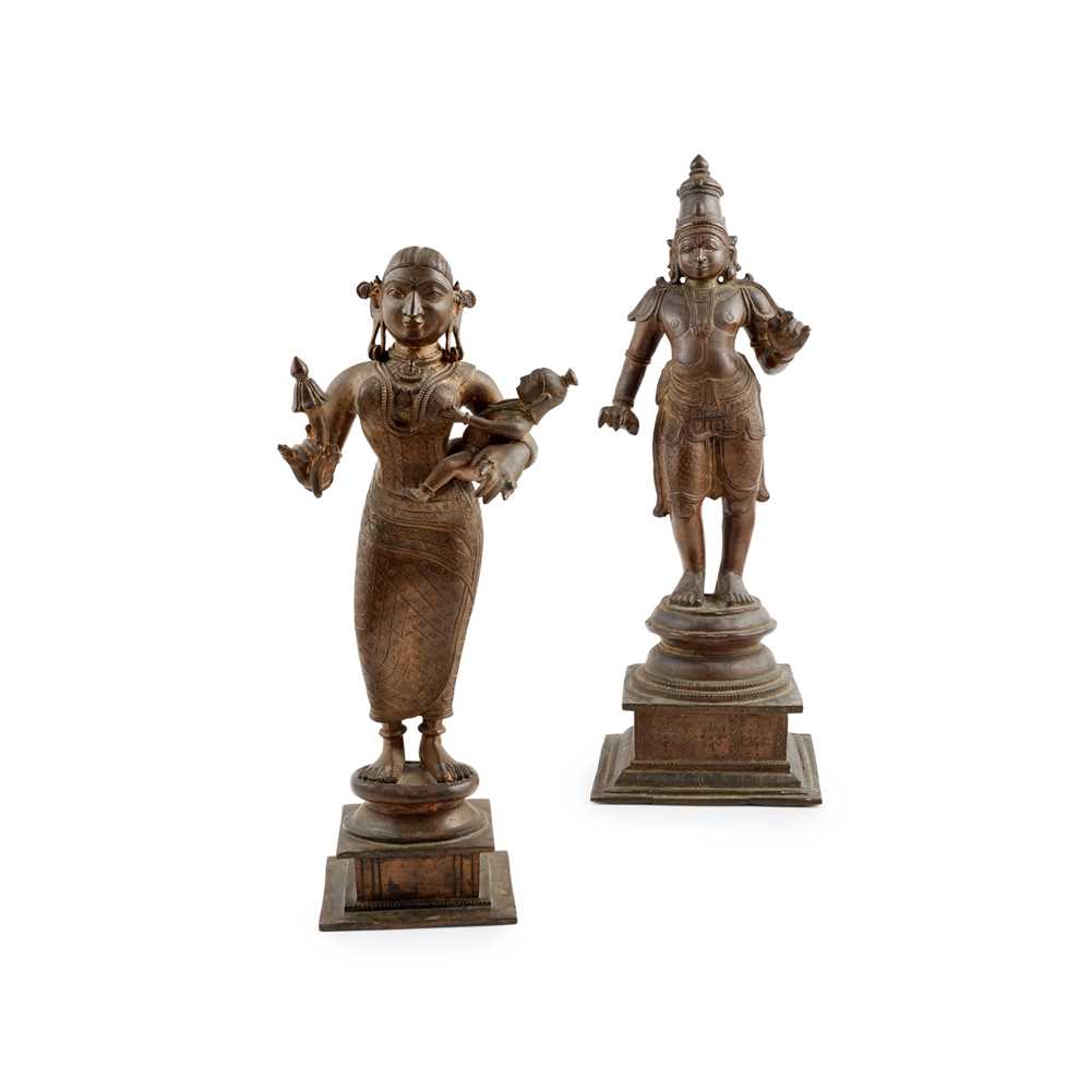 TWO INDIAN BRONZE DEITIES 19TH