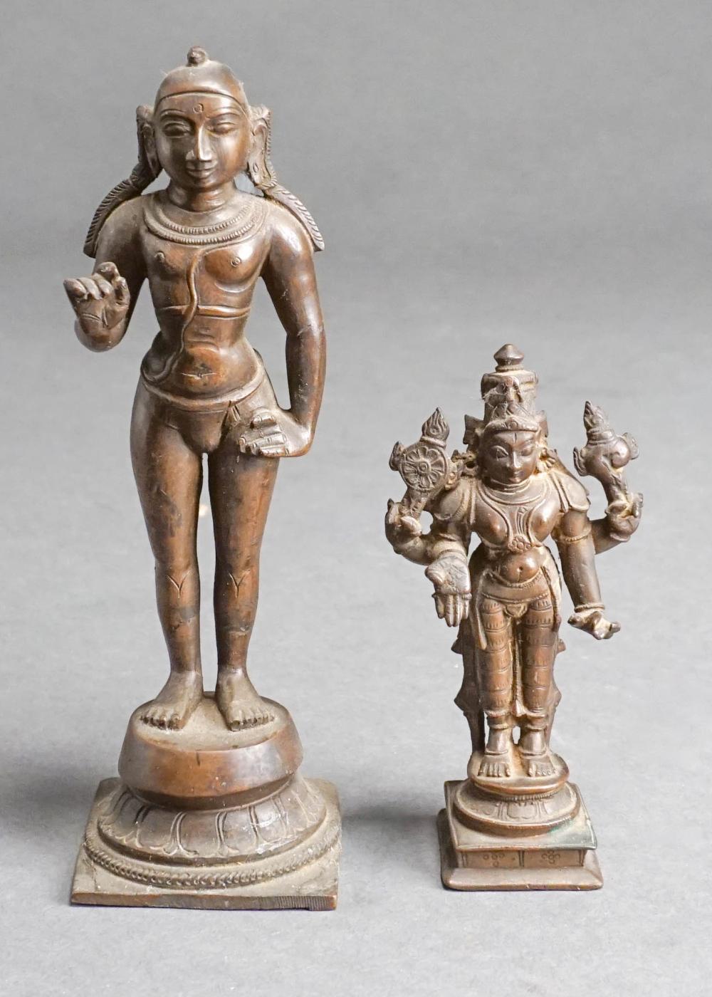 TWO INDIAN BRONZE FIGURES OF