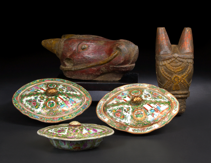 Two Indian Carved and Painted