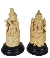 TWO INDIAN CARVED FIGURES, GAN