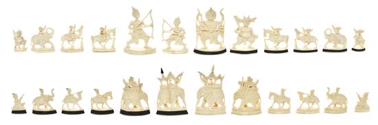 Two Indian Carved Ivory Chess