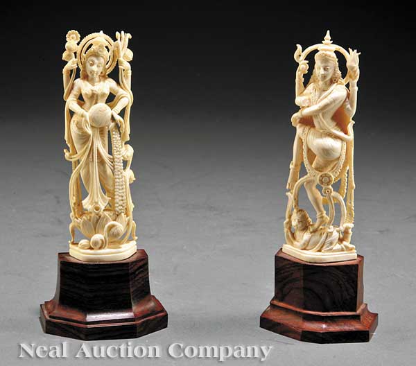 Two Indian Carved Ivory Figures
