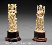 Two Indian Carved Ivory Figure