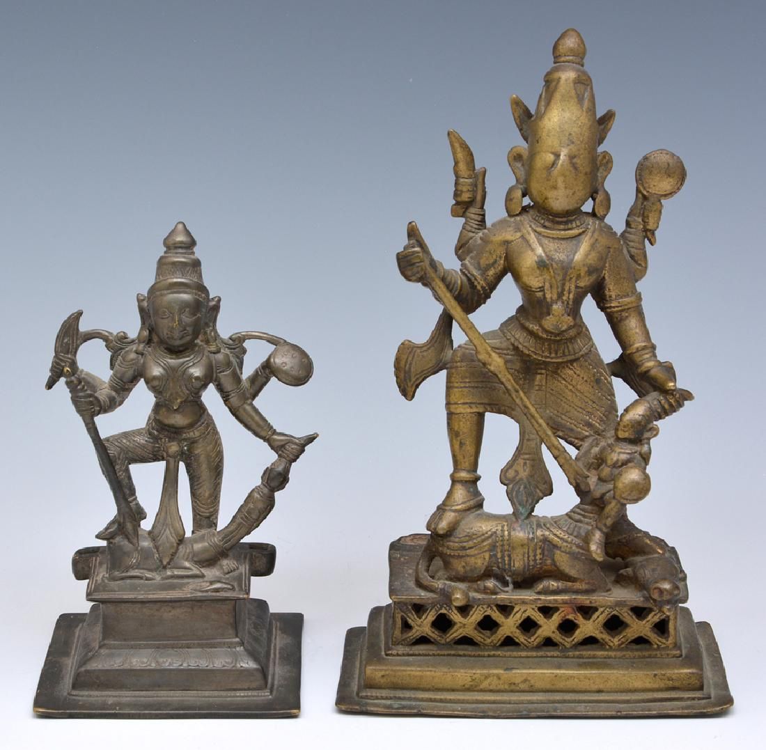 TWO INDIAN COPPER ALLOY DURGA
