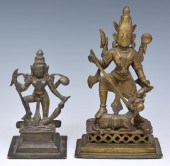 TWO INDIAN COPPER ALLOY DURGA