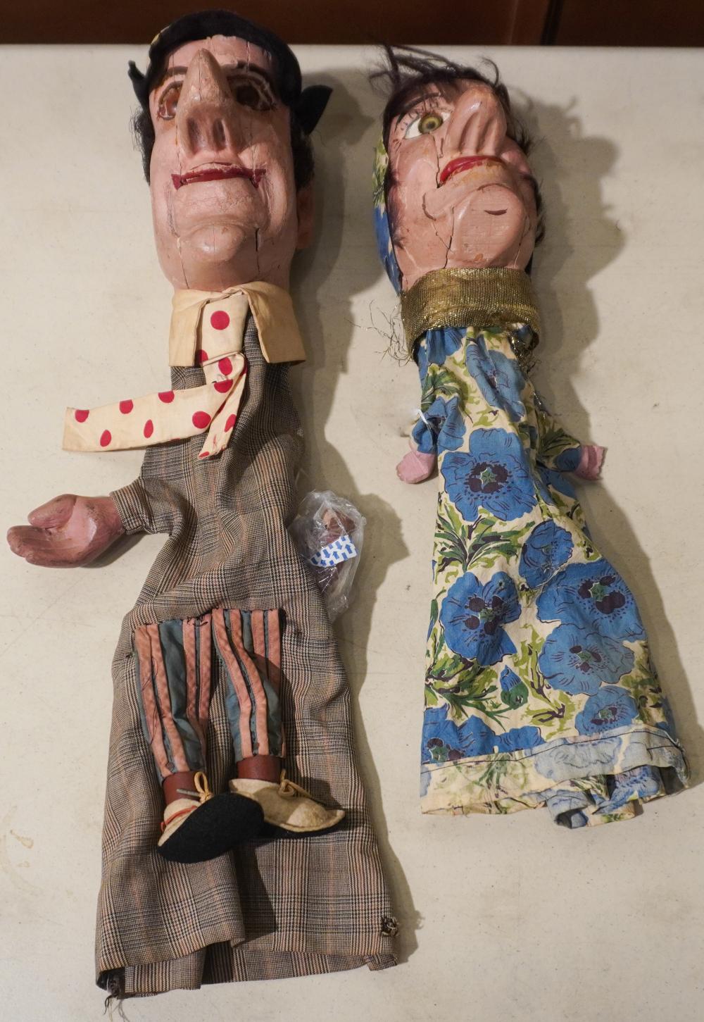 TWO INDIAN DECORATED WOOD AND