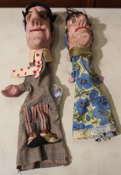 TWO INDIAN DECORATED WOOD AND