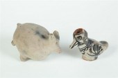 TWO INDIAN EFFIGY FIGURES.  Co