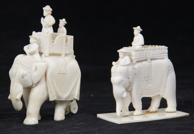 Two Indian ivory elephants with