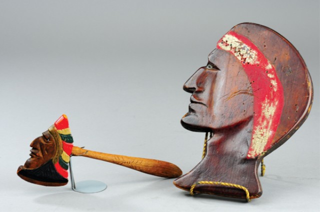 TWO INDIAN THEME CARVED WOOD PIECES