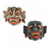 TWO INDONESIAN CARVED AND PAIN