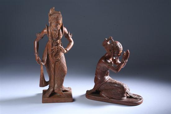 TWO INDONESIAN WOOD FIGURES OF