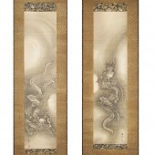 TWO INK SCROLL PAINTINGS OF DR