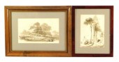 TWO INK WASH DRAWINGS, INCLUDI