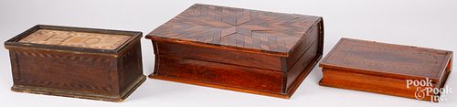 TWO INLAID BOOK BOXES AND A SLIDE