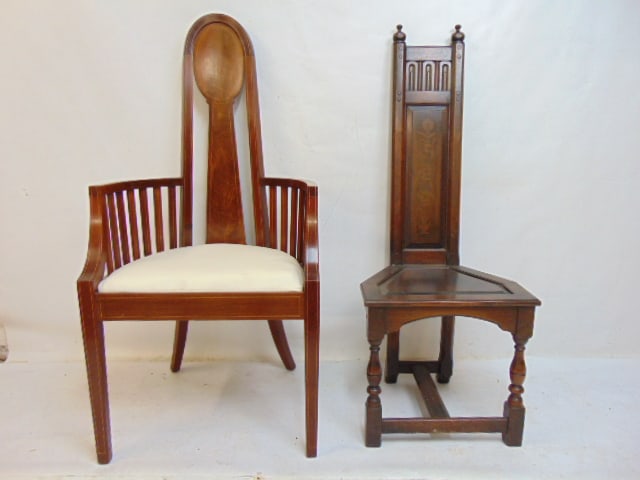 TWO INLAID CHAIRS, ONE BY