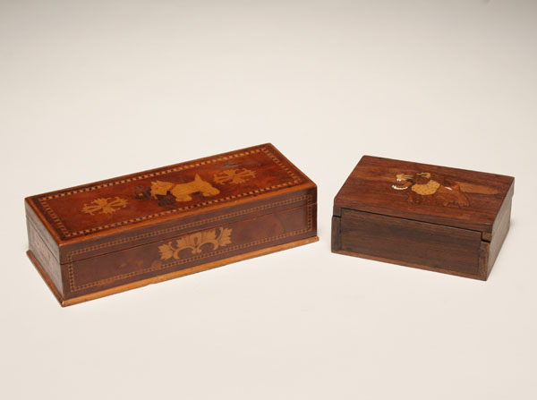 Two inlaid marquetry wooden