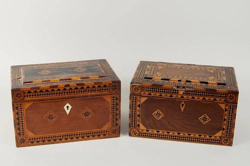 TWO INLAID PRISONER OF WAR BOXESTwo