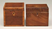 Two inlaid tea boxes: one with