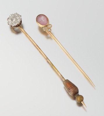 Two Interesting Stick Pins 14k