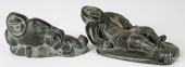 TWO INUIT CARVED STONE ESKIMO