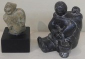 TWO INUIT CARVED STONE FIGURES