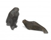 TWO INUIT CARVED STONE FIGURES