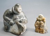 TWO INUIT CARVED STONE SCULPTU