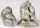 TWO INUIT CARVED STONE SEAL HU