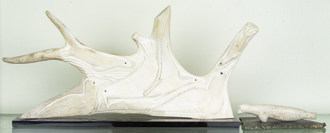 TWO INUIT SCRIMSHAW CARVINGS:
