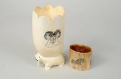 TWO INUIT SCRIMSHAW WALRUS IVO
