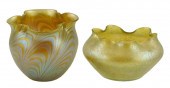 TWO IRIDESCENT ART GLASS VASES
