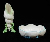 TWO IRISH BELLEEK VESSELS, BLA