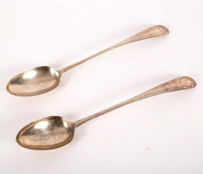 Two Irish silver basting spoons,