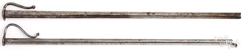 TWO IRON BLOW PIPES, 18TH C.Two