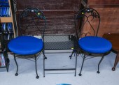 TWO IRON CHAIRS & LOW TABLE Ma