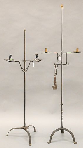 TWO IRON FLOOR CANDLE HOLDERSTwo
