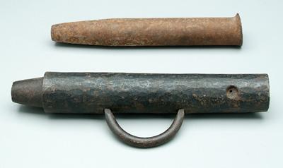 Two iron hand cannons: one with