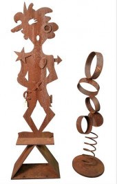 TWO IRON OUTDOOR SCULPTURES, O