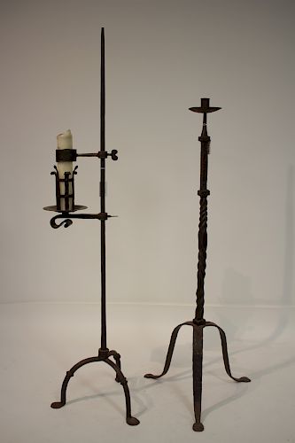TWO IRON TORCHIERES - ENGLISH