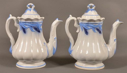 TWO IRONSTONE BLUE WHEAT PATTERN