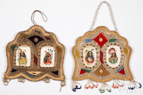 TWO IROQUOIS INDIAN BEADED DOUBLE