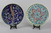 TWO ISNIK POTTERY DISHES illeg