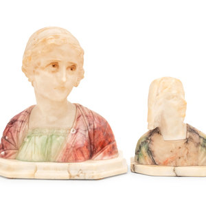 Two Italian Alabaster Busts Late
