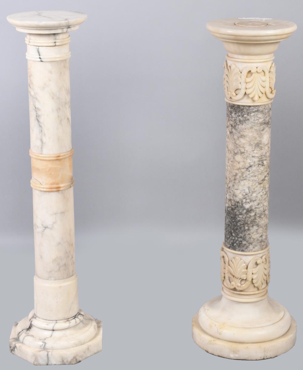 TWO ITALIAN ALABASTER PEDESTALS,