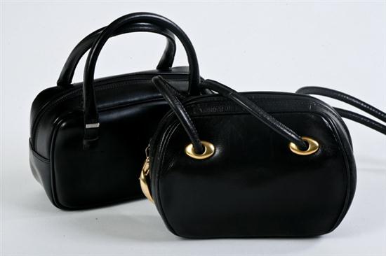 TWO ITALIAN BLACK LEATHER HANDBAGS.