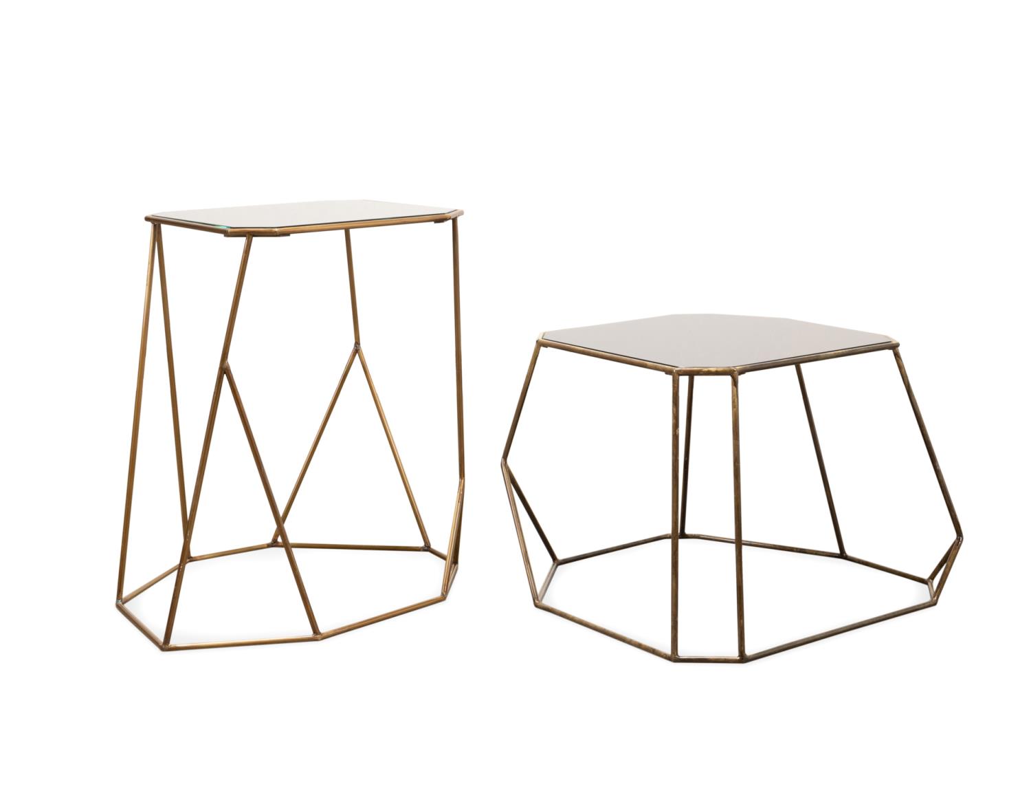 TWO ITALIAN BRASS & GLASS