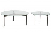 TWO ITALIAN BRONZE GLASS TOP T